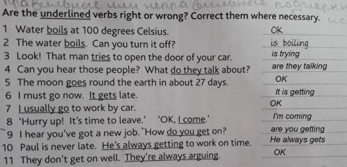 Are the underlined verbs right or wrong? correct them where necessary.​