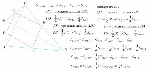 Стороны выпуклого четырехугольника разделены пополам. середины его сторон являются вершинами другого