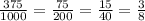 \frac{375}{1000}= \frac{75}{200}= \frac{15}{40}= \frac{3}{8}