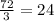 \frac{72}{3} =24