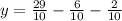 &#10;y= \frac{29}{10} - \frac{6}{10} - \frac{2}{10} &#10;