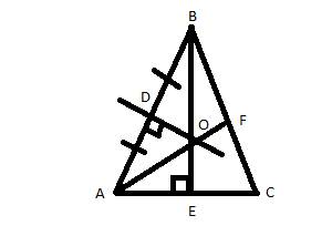 Втреугольнике авс биссектриса из вершины а, высота из вершины в и серединный перпендикуляр к стороне