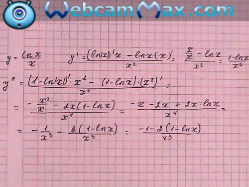 Найти производные второго порядка следующих функций: а) у=х под корнем 1+х^2 ; б) у=lnx / x ; в)у=3