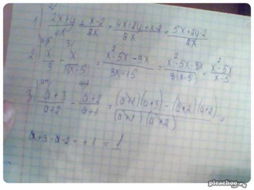 2x+y/4x + x-2y/8x x/3 - x/x-5 a+3/a+2 - a+2/a+1