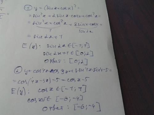 С4 , нужно на ! заранее вас ! 1.определите множество значений функции y = (sinx + cosx)^2. 2.найдите