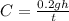 C= \frac{0.2gh}{t}