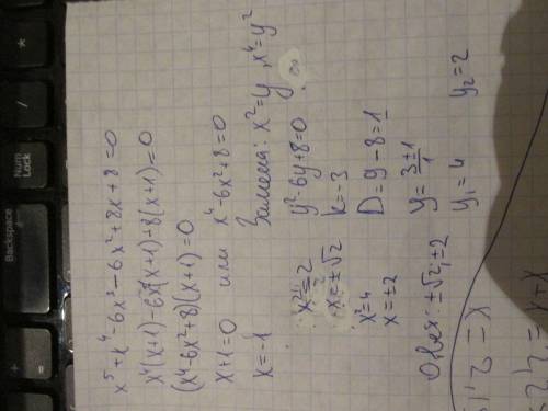 Решить уравнение,используя разложение на множители x^5+x^4-6x^3-6x^2+8x+8=0