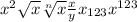 x^{2} \sqrt{x} \sqrt[n]{x} \frac{x}{y} x_{123} x^{123}