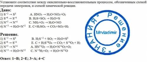 Установите соответствие между окислительно-восстановительным процессом, обозначенным схемой передачи