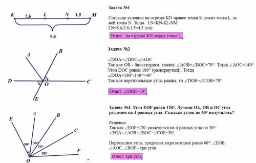 1. на отрезке km отмечены две точки l и n. найдите длину отрезка ln, если известно, что km= 8,6 см,