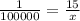 \frac{1}{100000}= \frac{15}{x}