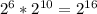 2^{6}* 2^{10} = 2^{16}