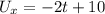 U_{x} = -2t + 10