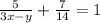 \frac{5}{3x-y} + \frac{7}{14} =1