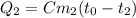 Q_2=Cm_2(t_0-t_2)