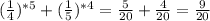 (\frac{1}{4})^{*5} +(\frac{1}{5})^{*4}= \frac{5}{20} +\frac{4}{20}= \frac{9}{20}