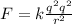 F=k \frac{q^2q^2}{r^2}