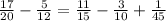 \frac{17}{20} - \frac{5}{12} = \frac{11}{15} - \frac{3}{10} + \frac{1}{45}