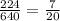 \frac{224}{640} = \frac{7}{20}