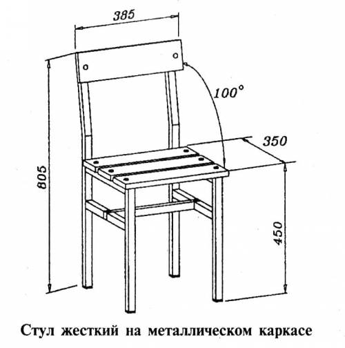 Счертежом стула из дерева для пятого класса