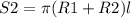 S2= \pi (R1+ R2)l