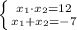 \left \{ {{x_1 \cdot x_2 = 12} \atop {x_1 + x_2 = -7}} \right.