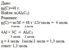 Рассчитайте количество карбида алюминия который образуется при взаимодействии металлического алюмини