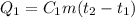 Q_1=C_1m(t_2-t_1)