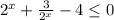 2^x+ \frac{3}{2^{x}} -4 \leq 0