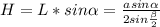 H=L*sin \alpha = \frac{asin \alpha }{2sin \frac{ \beta }{2} }