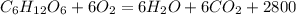 C_{6} H_{12} O_{6}+6O _{2} = 6H _{2} O+6CO _{2} +2800