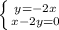 \left \{ {{y=-2x} \atop {x-2y=0}} \right.