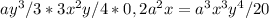 ay^3/3*3x^2y/4*0,2a^2x=a^3x^3y^4/20