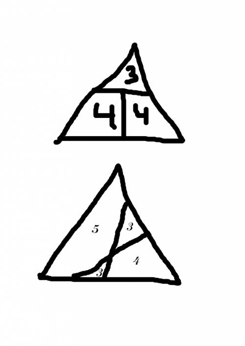 Как на треугольнике провести 2 отрезка, чтобы данный треугольник разделить на: а) 2 треугольника и 1
