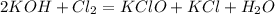 2KOH + Cl_2 = KClO + KCl + H_2O