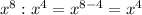 x^8:x^4=x^{8-4}=x^4