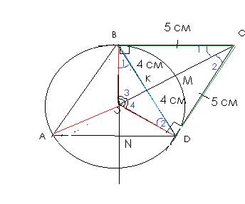 Окружность прохордит через вершины a,b,d трапеции abcd. ad- большее основание и касается bc и cd. bd