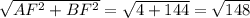 \sqrt{AF^2+BF^2}= \sqrt{4+144}= \sqrt{148}