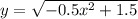 y= \sqrt{-0.5x^2+1.5}