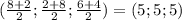 ( \frac{8+2}{2}; \frac{2+8}{2}; \frac{6+4}{2} ) = (5; 5; 5)