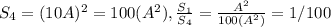 S_4=(10A)^2=100(A^2), \frac{S_1}{S_4}= \frac{A^2}{100(A^2)}=1/100