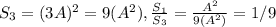 S_3=(3A)^2=9(A^2), \frac{S_1}{S_3}= \frac{A^2}{9(A^2)}=1/9