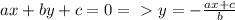 ax+by+c=0 =\ \textgreater \ y= -\frac{ax+c}{b}