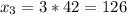 x_{3} = 3* 42 = 126