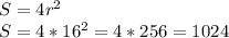 S=4r^2 \\ S=4*16^2=4*256=1024