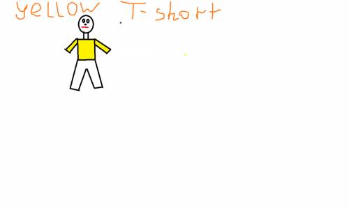 Read, draw and color he,s wearing a yellow t-shirt. he,s wearing red jeans. he,s wearing green soks