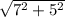 \sqrt{7^{2}+ 5^{2} }