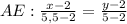 AE: \frac{x-2}{5,5-2} = \frac{y-2}{5-2}