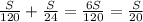 \frac{S}{120} + \frac{S}{24} = \frac{6S}{120} = \frac{S}{20}