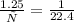 \frac{1.25}{х} = \frac{1}{22.4}